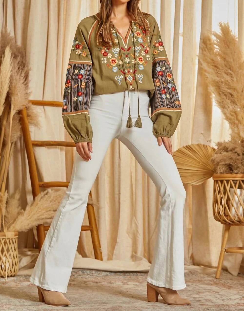 NEW ANDREE BY UNIT talley tunic top in olive